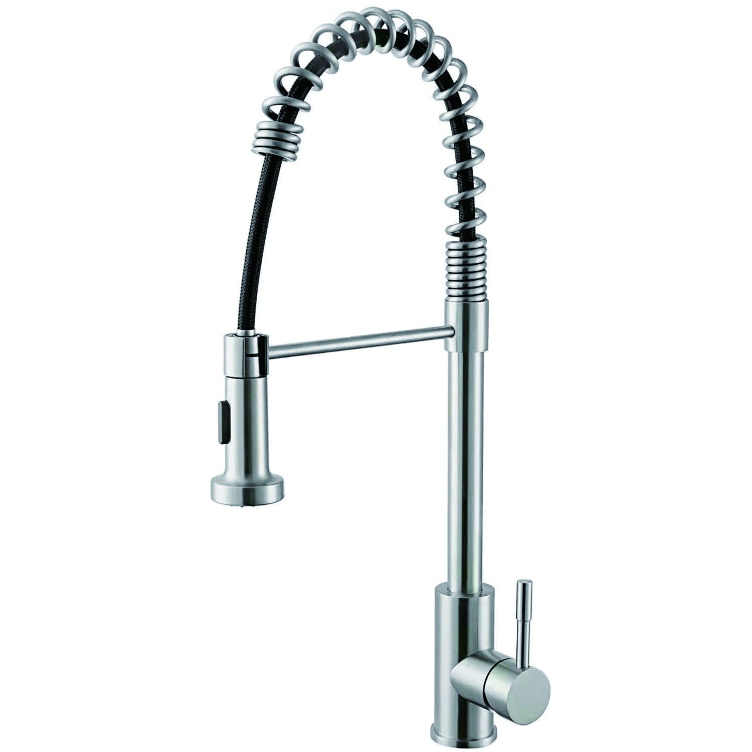 Commercial Sink Mixer Tap Spring Flexible Spout with Pull Down Spray Stainless Steel 460mm Height 3047108