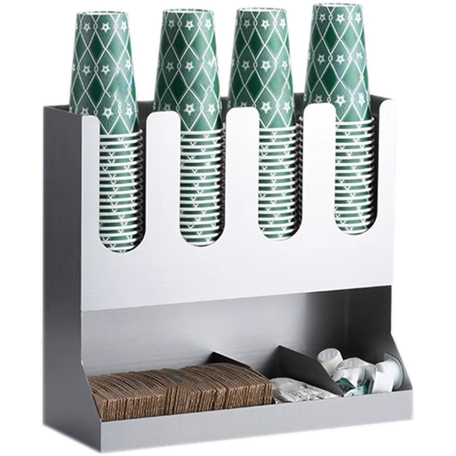 Stainless Steel 2 Tier Cup Holder / Dispenser Φ100mm Cups 4 Stacks 62005