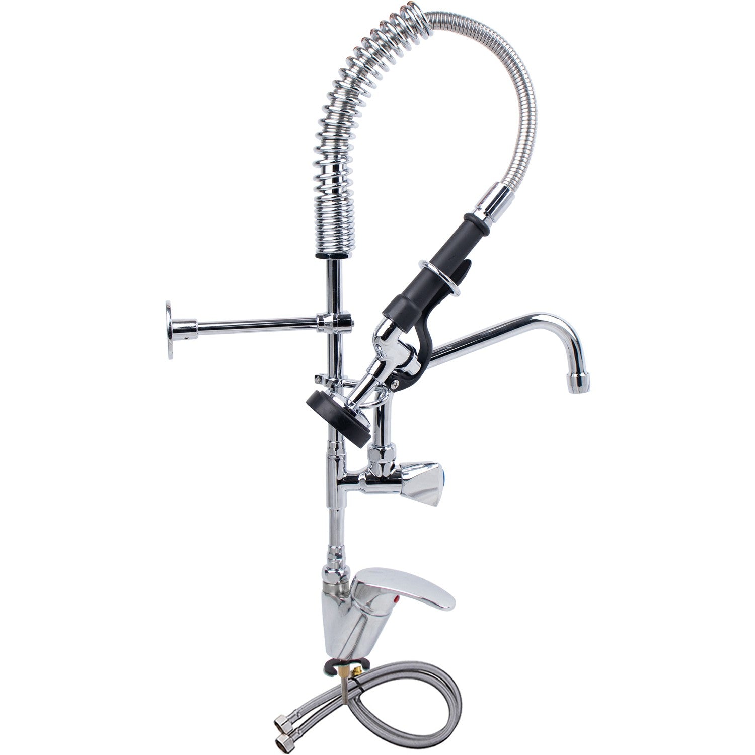 Mini Single Hole Deck Mount Dual Temperature High-Pressure Pre-Rinse Faucet with 8" Swing Nozzle Chrome Plated Brass 6801A08