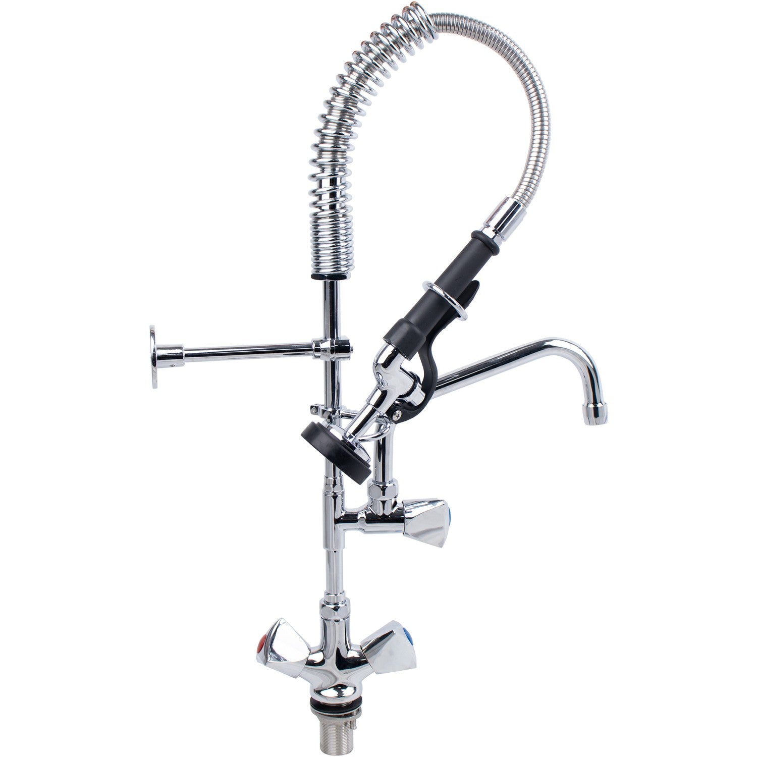 Single Hole Deck Mount Dual Temperature High-Pressure Pre-Rinse Faucet with 8" Swing Nozzle Chrome Plated Brass 6802A08