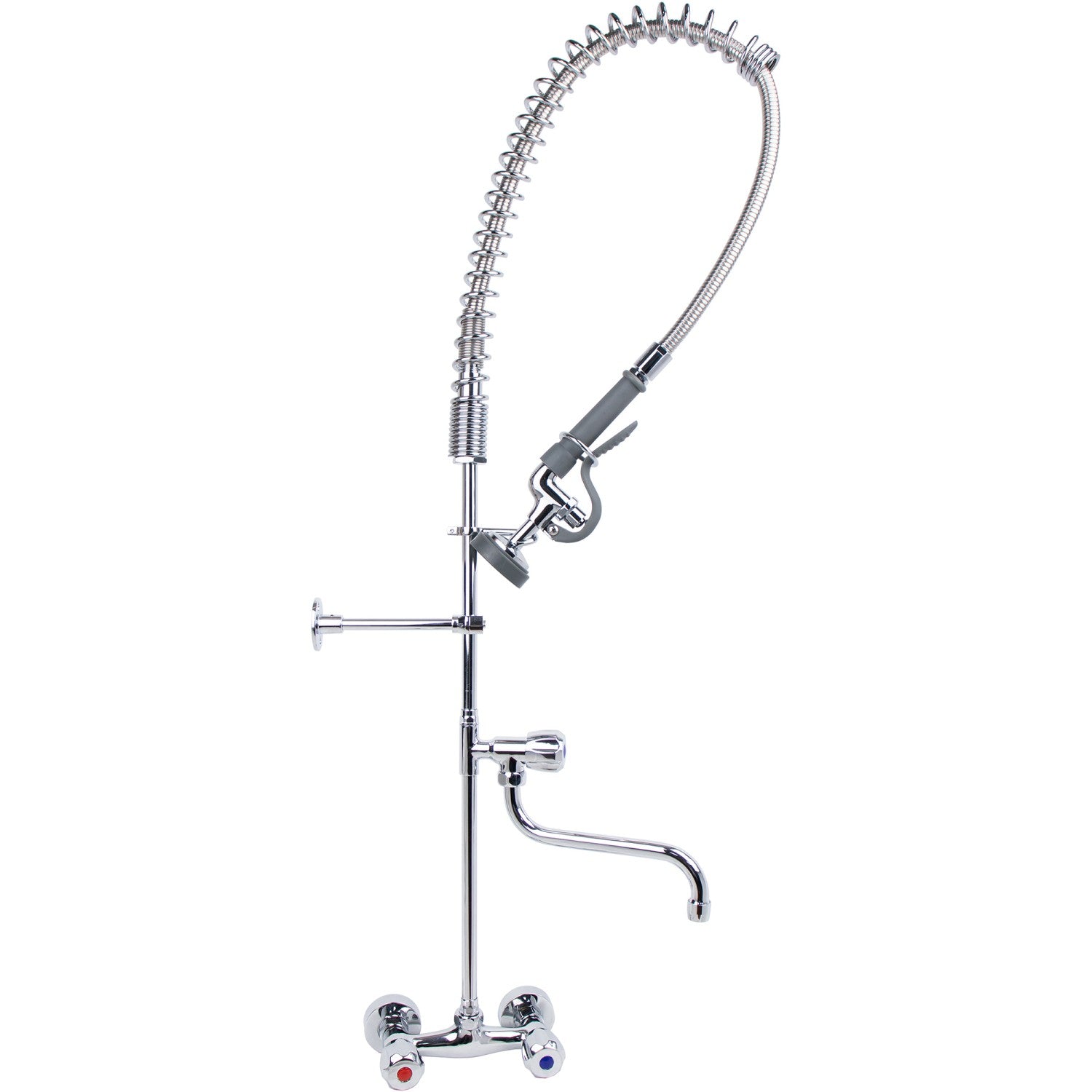 Standard Wall-Mounted Pre Rinser with Compression Cartridge and Rotary Handle &amp; 12" Swing Nozzle Chrome Plated Brass 6903A12