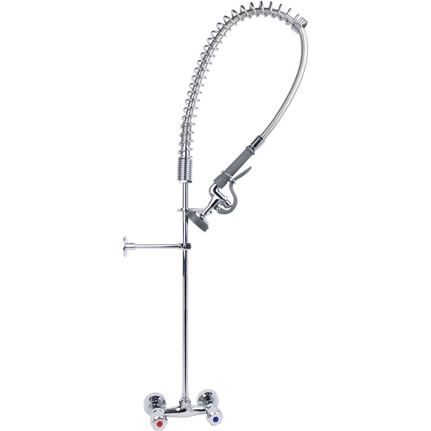 Standard Wall-Mounted Pre Rinser with Compression Cartridge and Rotary Handle Chrome Plated Brass 6903A
