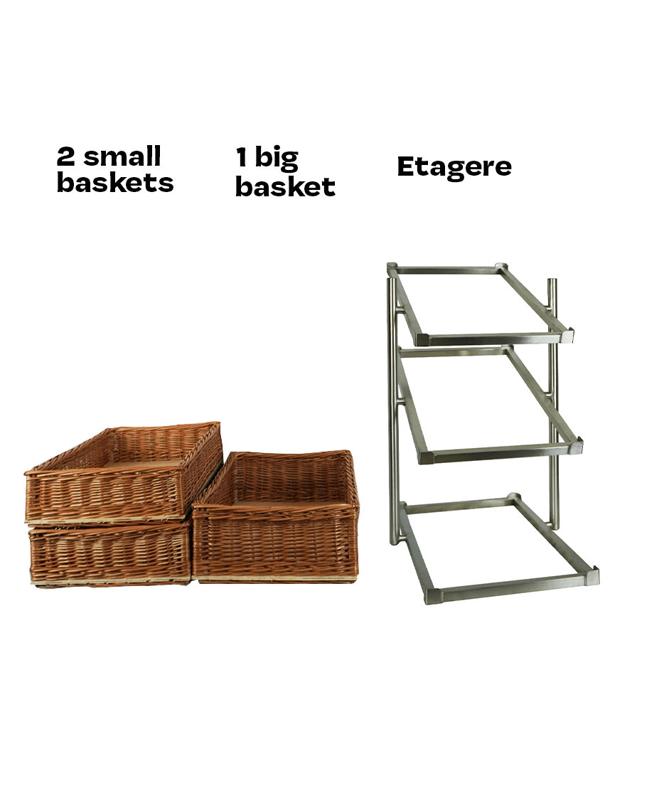 CombiSteel BREAD BASKETS ETAGERE 3 HIGH NARROW MODEL  INCL. BASKETS