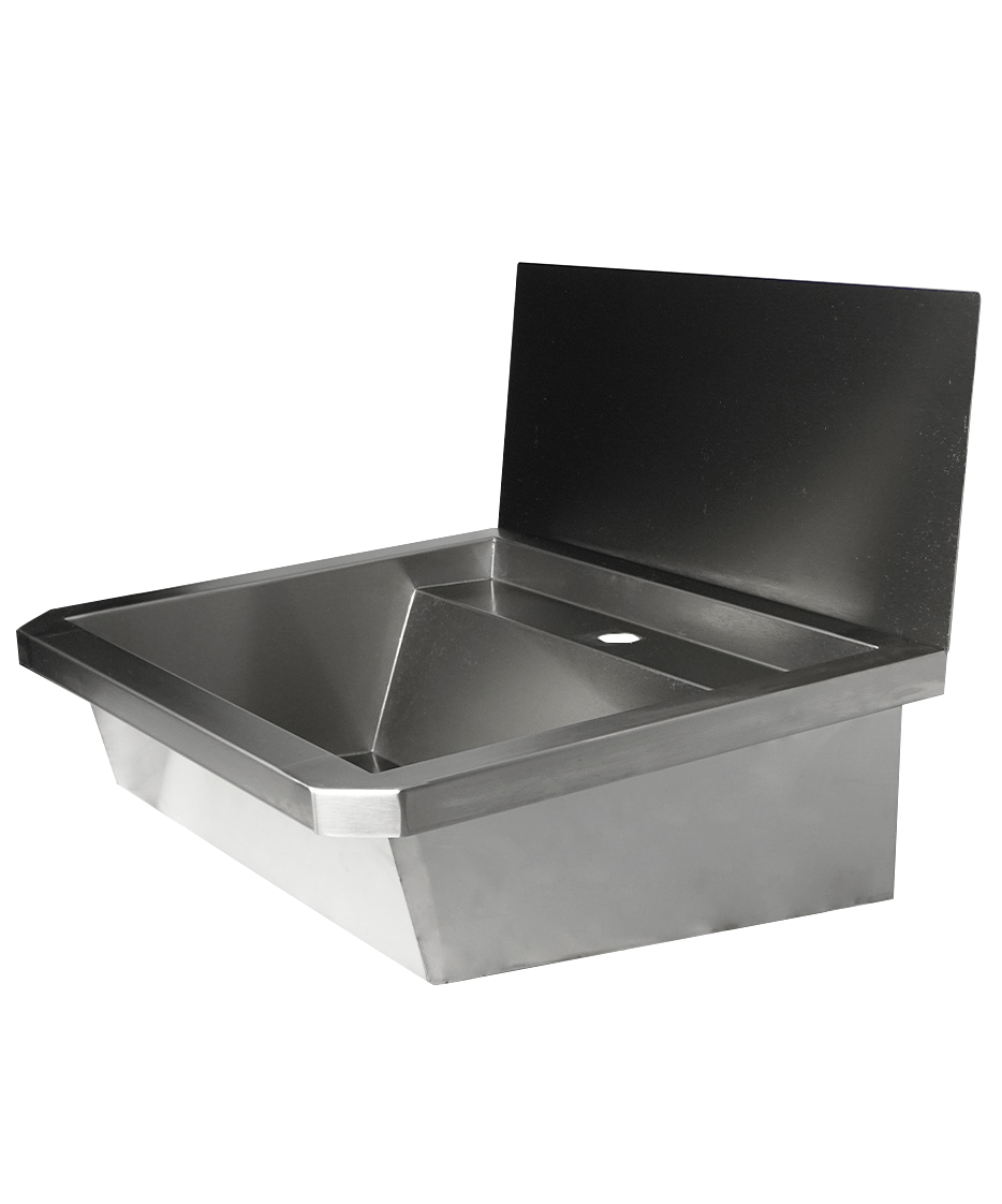 CombiSteel SS WASH BASIN 1 TAP 600MM  DRAIN PLUG AND SPLASH SHIELD INCLUDED, EXCLUDING FAUCET