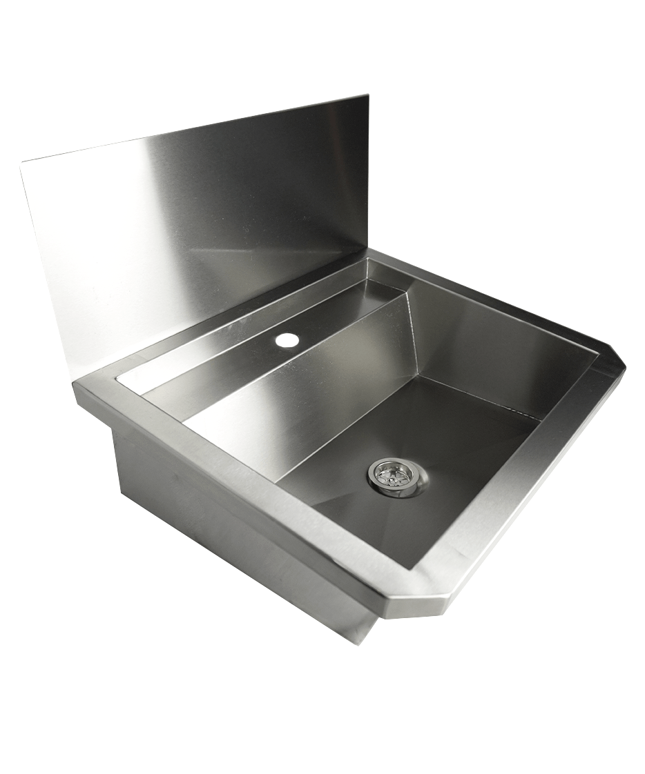 CombiSteel SS WASH BASIN 1 TAP 600MM  DRAIN PLUG AND SPLASH SHIELD INCLUDED, EXCLUDING FAUCET