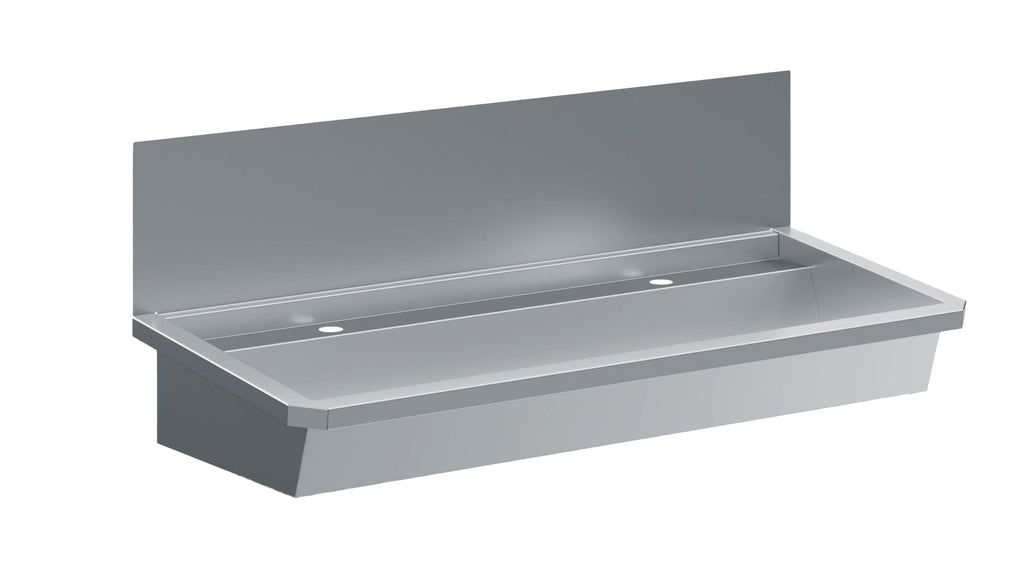 CombiSteel SS WASH BASIN 2 TAPS 1200MM  DRAIN PLUG AND SPLASH SHIELD INCLUDED, EXCLUDING FAUCETS