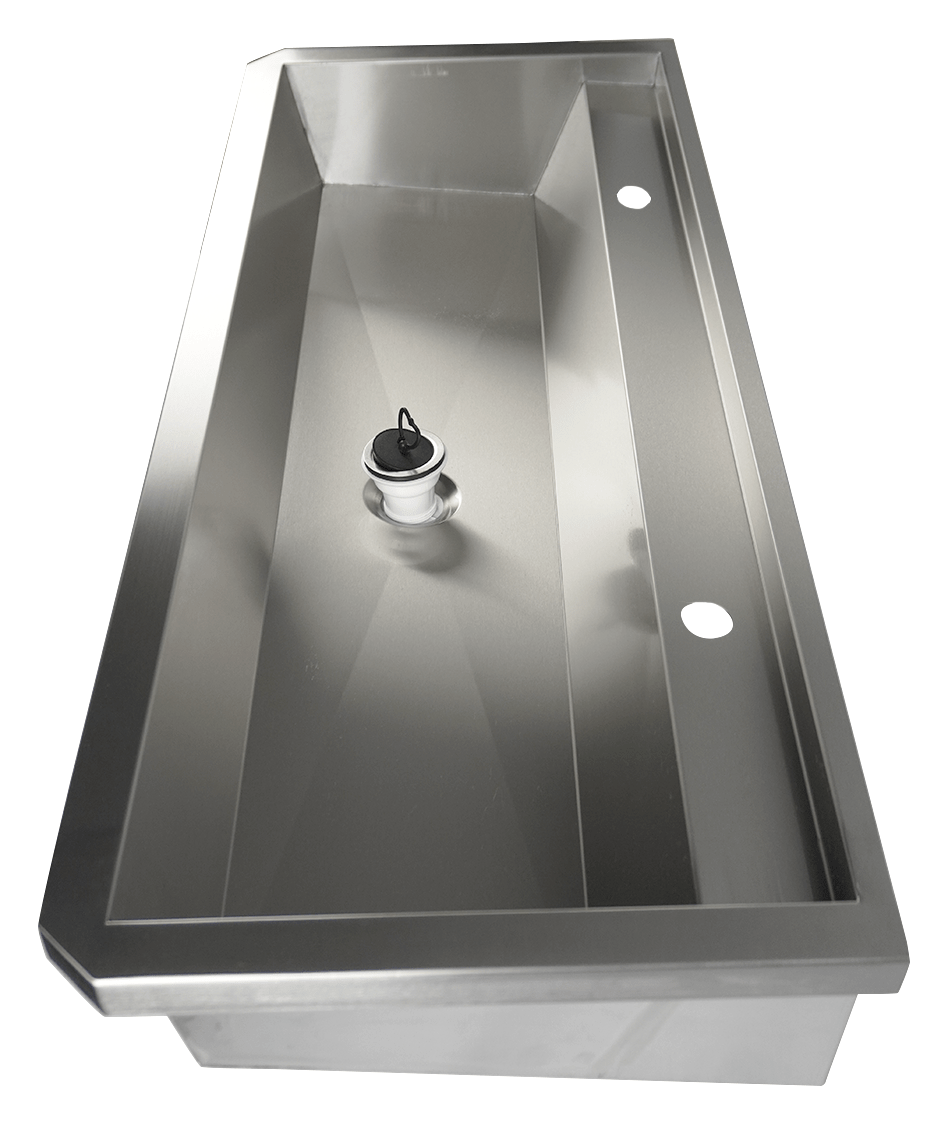 CombiSteel SS WASH BASIN 2 TAPS 1200MM  DRAIN PLUG AND SPLASH SHIELD INCLUDED, EXCLUDING FAUCETS