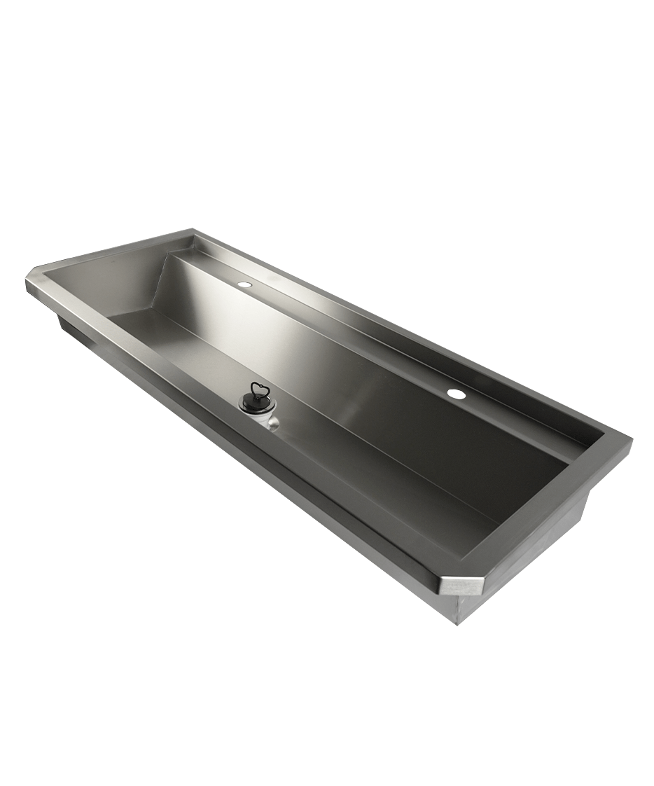 CombiSteel SS WASH BASIN 2 TAPS 1200MM  DRAIN PLUG AND SPLASH SHIELD INCLUDED, EXCLUDING FAUCETS