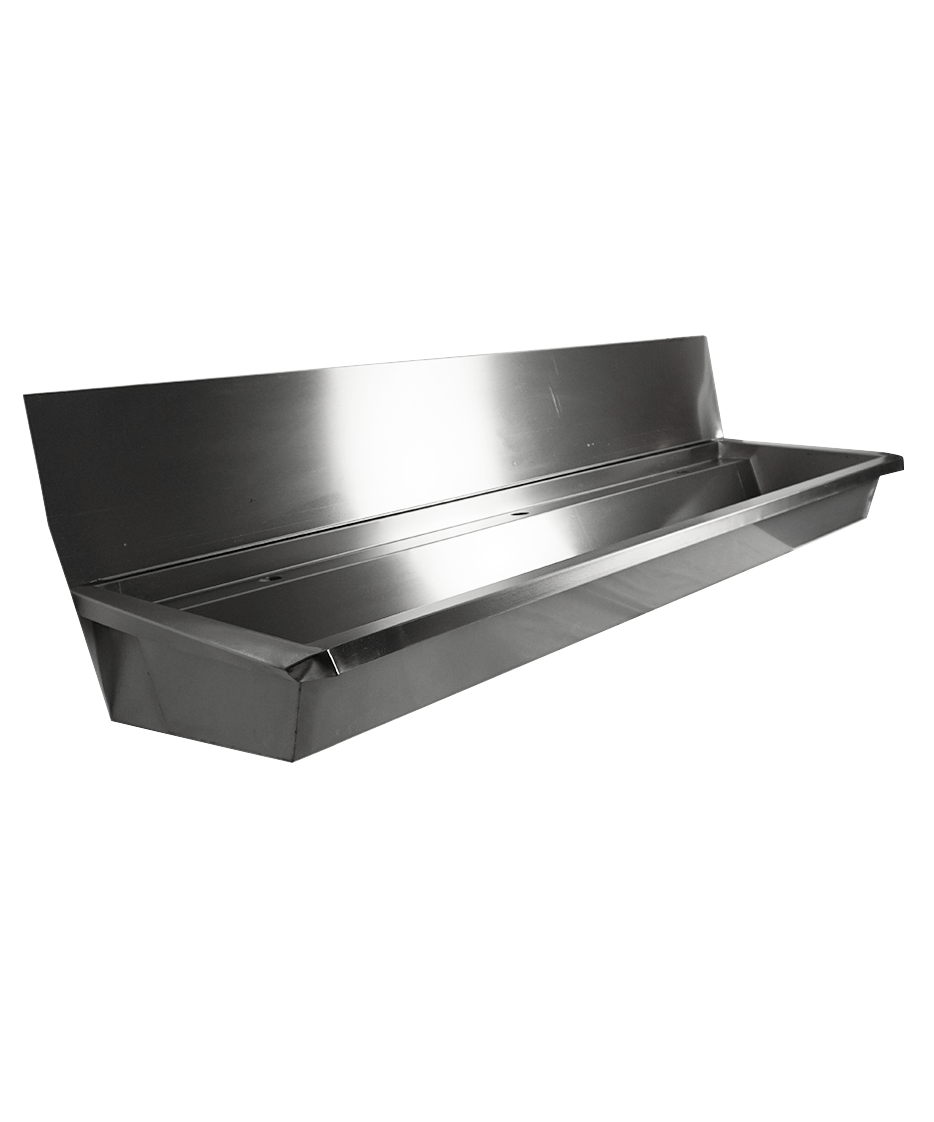 CombiSteel SS WASH BASIN 3 TAPS 1800MM  DRAIN PLUG AND SPLASH SHIELD INCLUDED, EXCLUDING FAUCETS