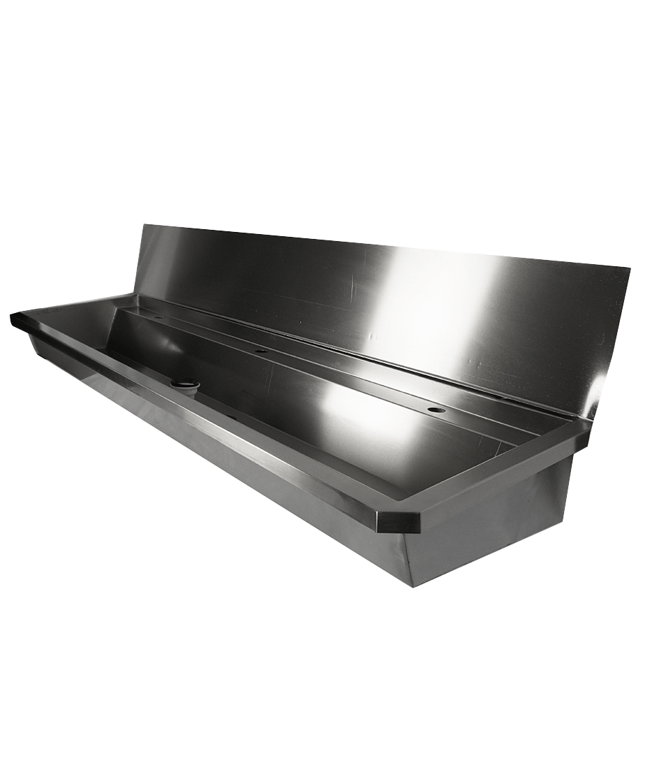 CombiSteel SS WASH BASIN 3 TAPS 1800MM  DRAIN PLUG AND SPLASH SHIELD INCLUDED, EXCLUDING FAUCETS