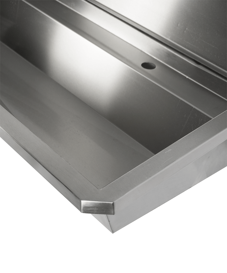 CombiSteel SS WASH BASIN 4 TAPS 2400MM  DRAIN PLUG AND SPLASH SHIELD INCLUDED, EXCLUDING FAUCETS