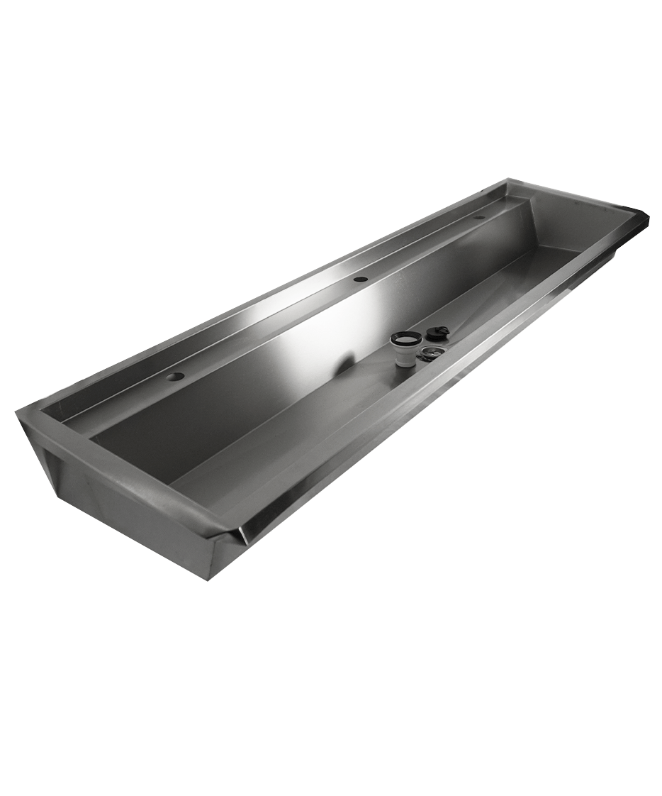 CombiSteel SS WASH BASIN 3 TAPS 1800MM  DRAIN PLUG AND SPLASH SHIELD INCLUDED, EXCLUDING FAUCETS