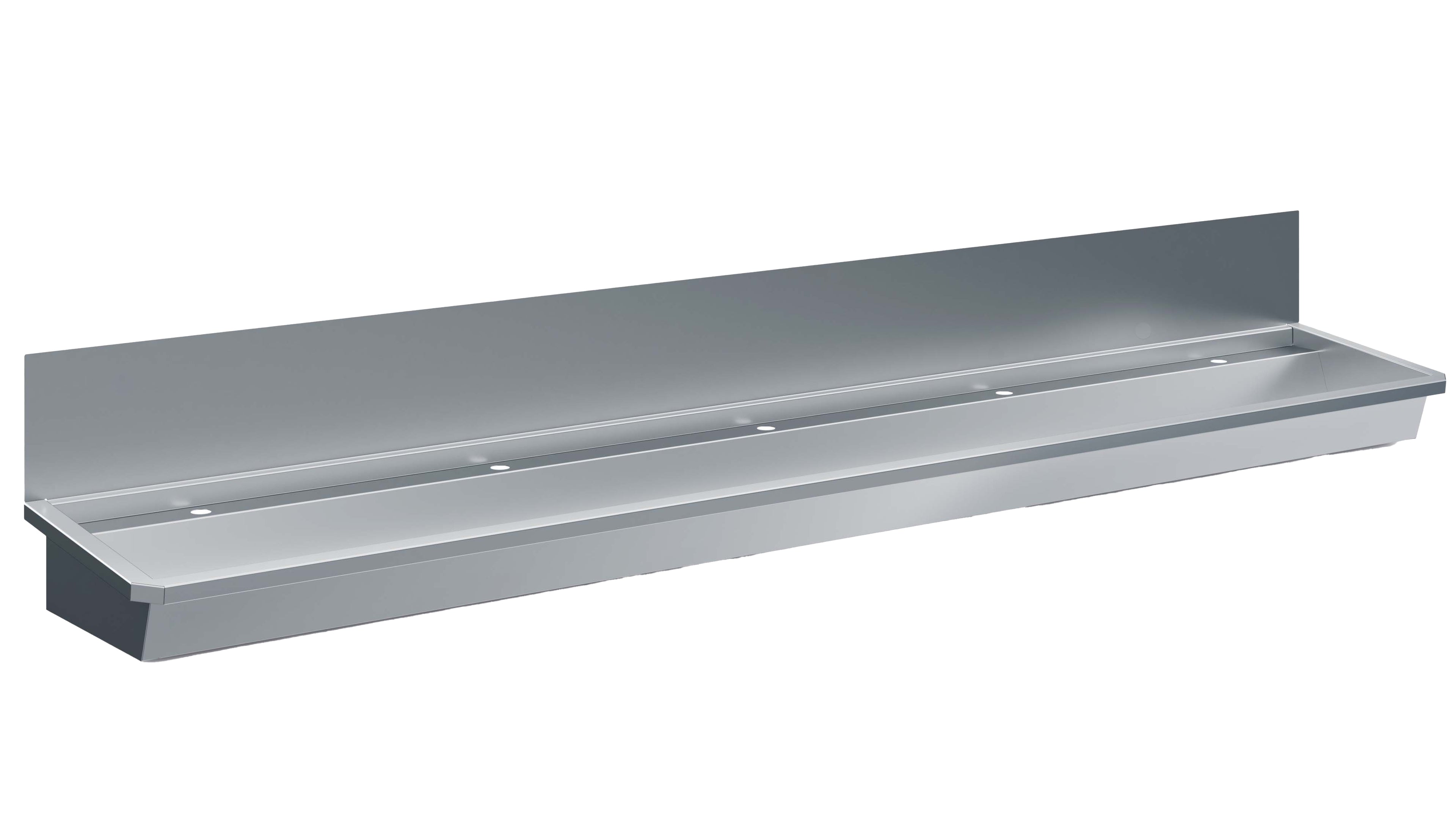 CombiSteel SS WASH BASIN 5 TAPS 3000MM  DRAIN PLUG AND SPLASH SHIELD INCLUDED, EXCLUDING FAUCETS