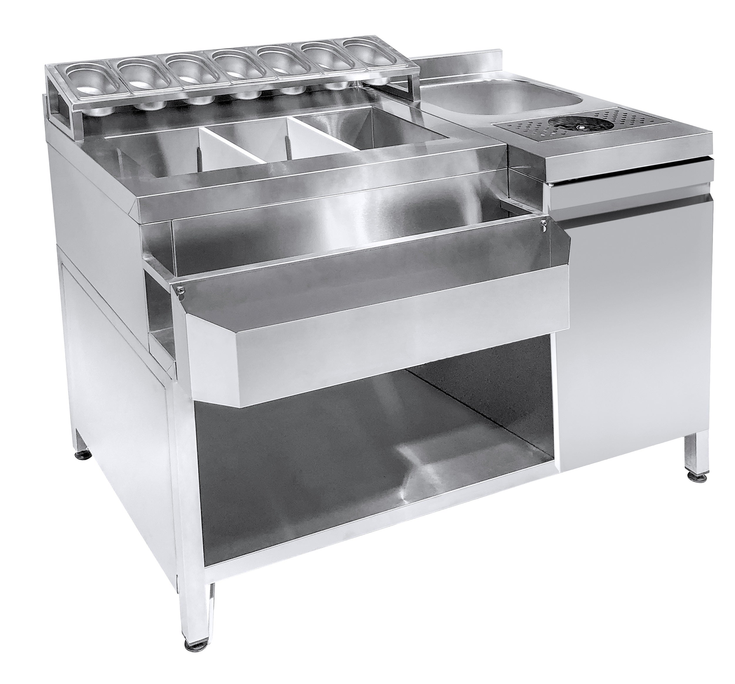 CombiSteel COCKTAIL BAR STATION   INCL. SINK, GLASS RINSER, GN CONTAINERS AND SPEEDRAIL FOR BOTTLES – commercial catering equipment