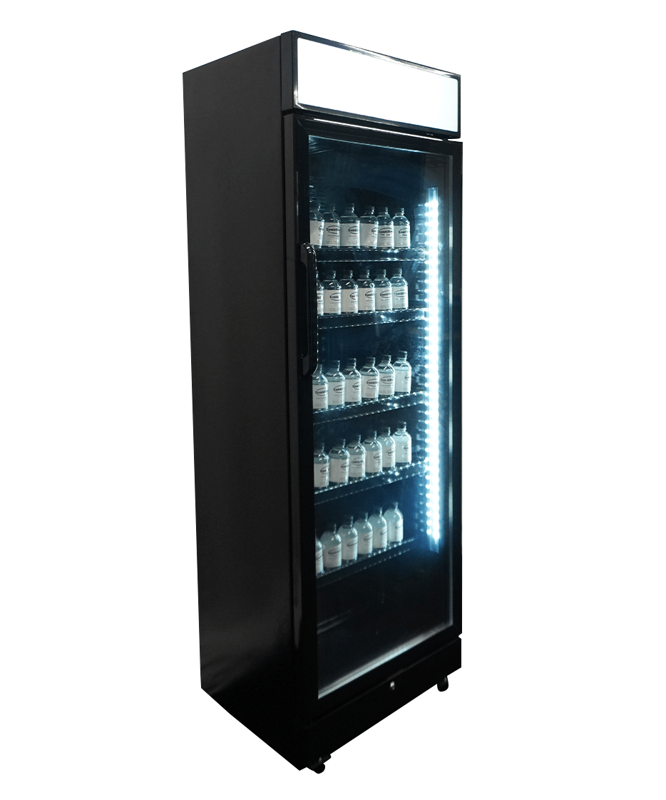 CombiSteel REFRIGERATOR 1 GLASS DOOR BLACK WITH LIGHT BOX SVE-450 BLC