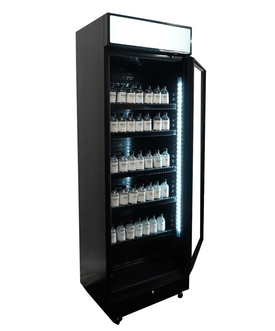CombiSteel REFRIGERATOR 1 GLASS DOOR BLACK WITH LIGHT BOX SVE-450 BLC