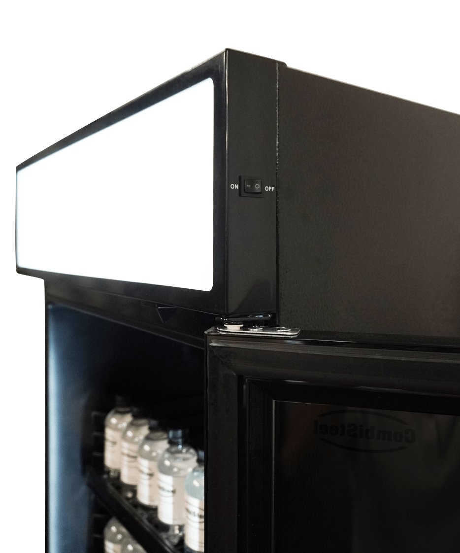 CombiSteel REFRIGERATOR 1 GLASS DOOR BLACK WITH LIGHT BOX SVE-450 BLC