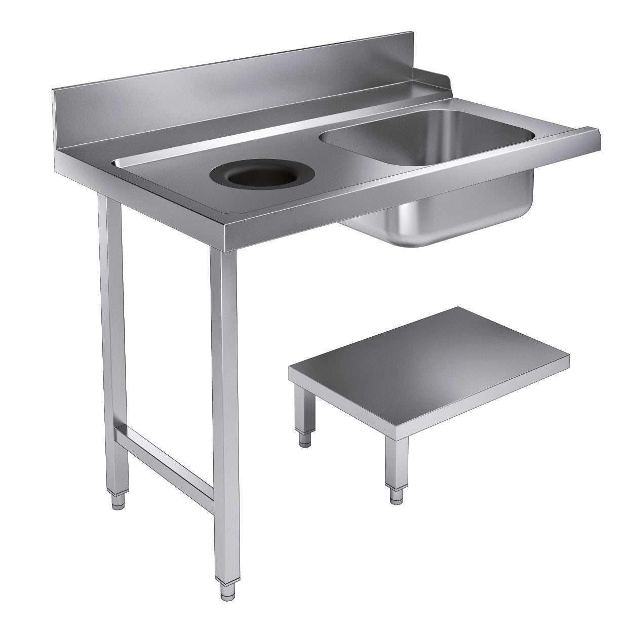 CombiSteel ENTRY TABLE BOTTOM SHELF WITH WASTE HOLE 1200 LEFT FOR 7280.0045-0046 – commercial catering equipment