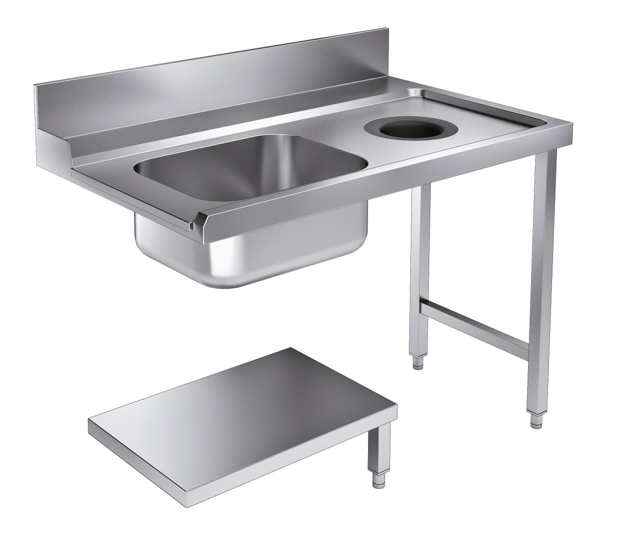 CombiSteel ENTRY TABLE BOTTOM SHELF WITH WASTE HOLE 1200 RIGHT FOR 7280.0045-0046 – commercial catering equipment
