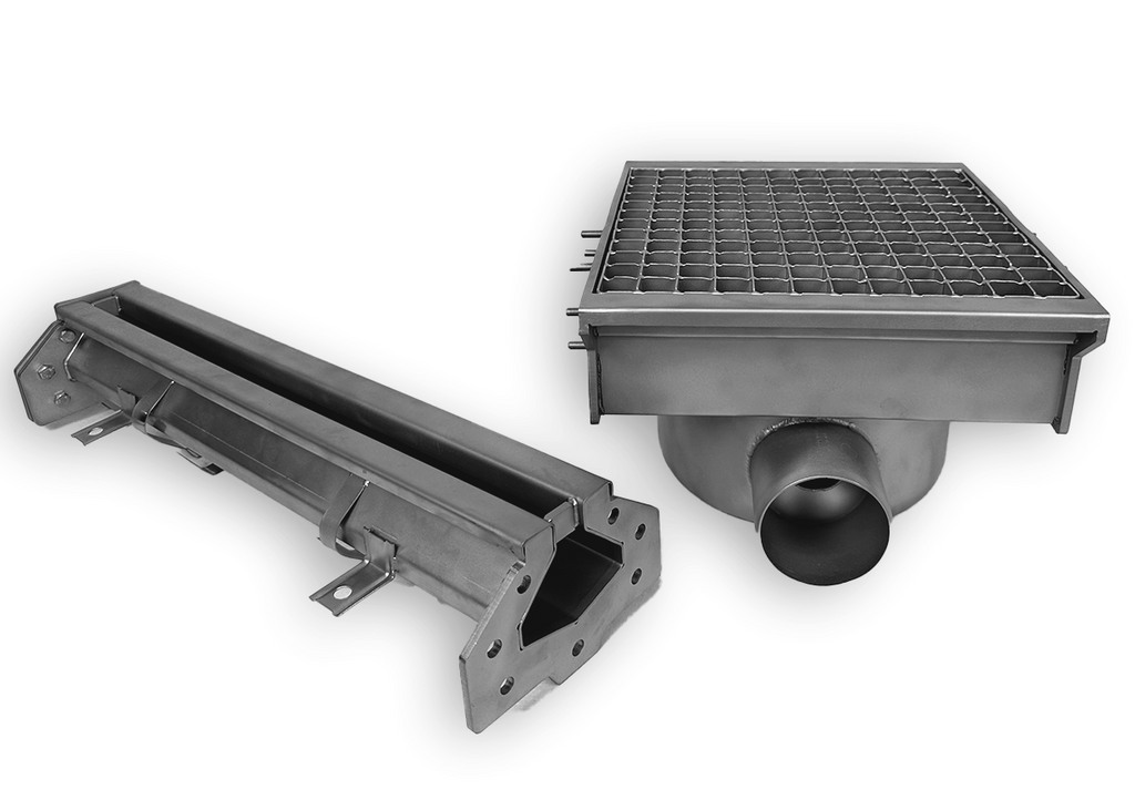CombiSteel STAINLESS STEEL DRAIN 300X265 WITH 2 EXITS FOR SLOTTED CHANNEL