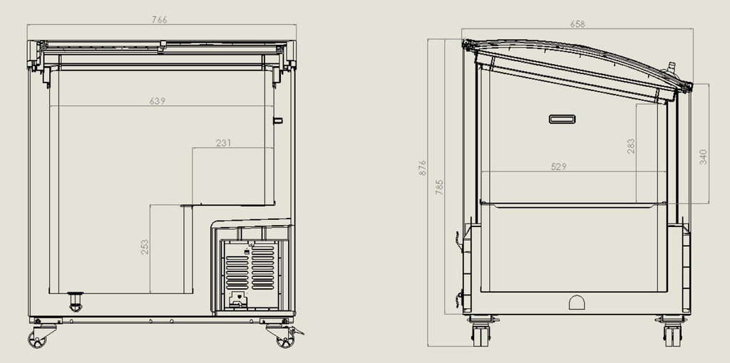 CombiSteel CHEST FREEZER GLASS COVER 198 L