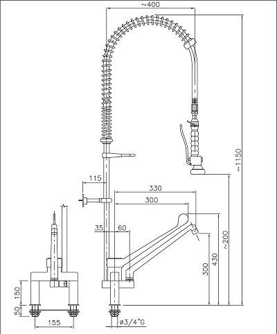 CombiSteel PRE RINSE UNIT ELBOW COMMAND WITH 2-HOLES