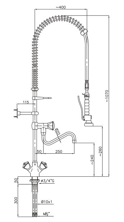 CombiSteel PRE RINSE UNIT WITH 1-HOLE