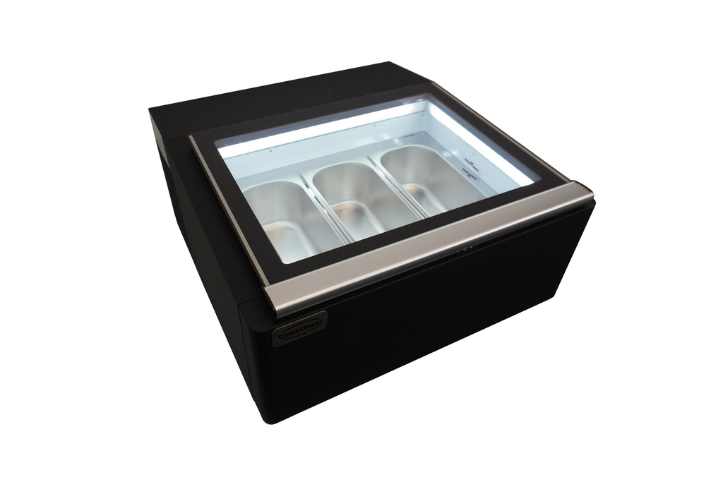 CombiSteel COUNTERTOP MODEL ICE CREAM DISPLAY BLACK  OPENS ON THE OPERATING SIDE