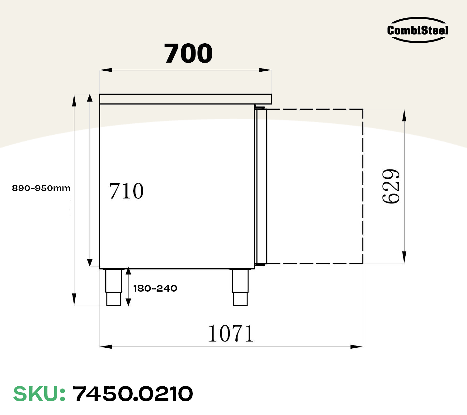 CombiSteel 700 REFRIGERATED COUNTER SINK 2 DOORS