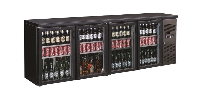 CombiSteel BACKBAR COOLER BLACK 4 GLASS DOORS  *TRANSPORT ON REQUEST* – commercial catering equipment