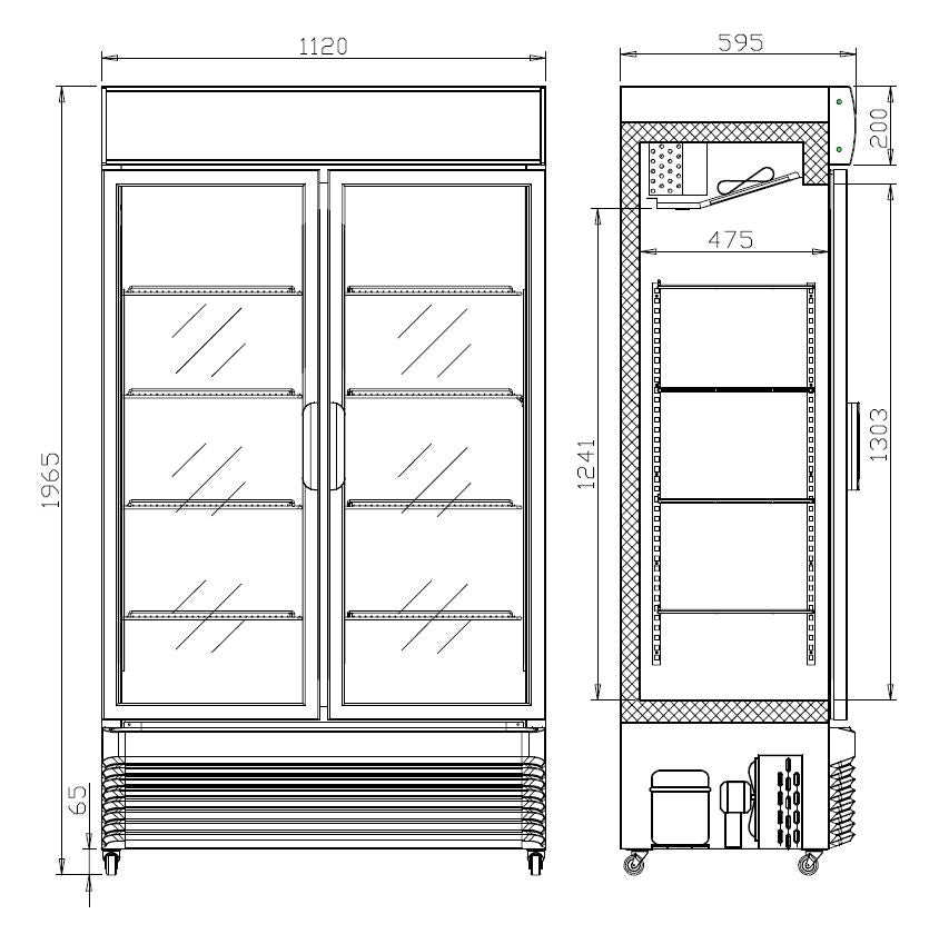 CombiSteel REFRIGERATOR WITH SLIDING GLASS DOORS BEZ-750 SL
