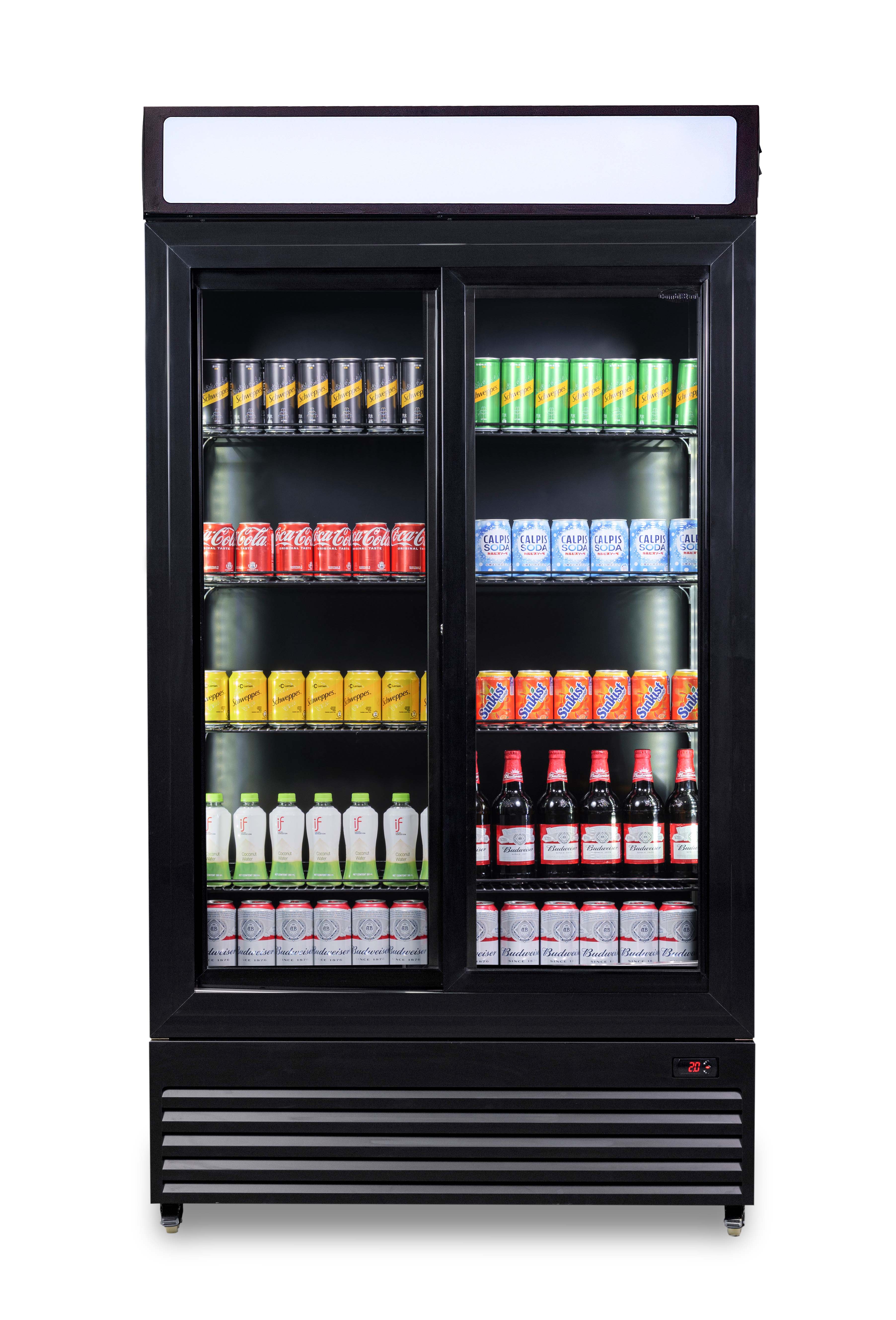 CombiSteel REFRIGERATOR WITH SLIDING GLASS DOORS BEZ-780 SL BLACK