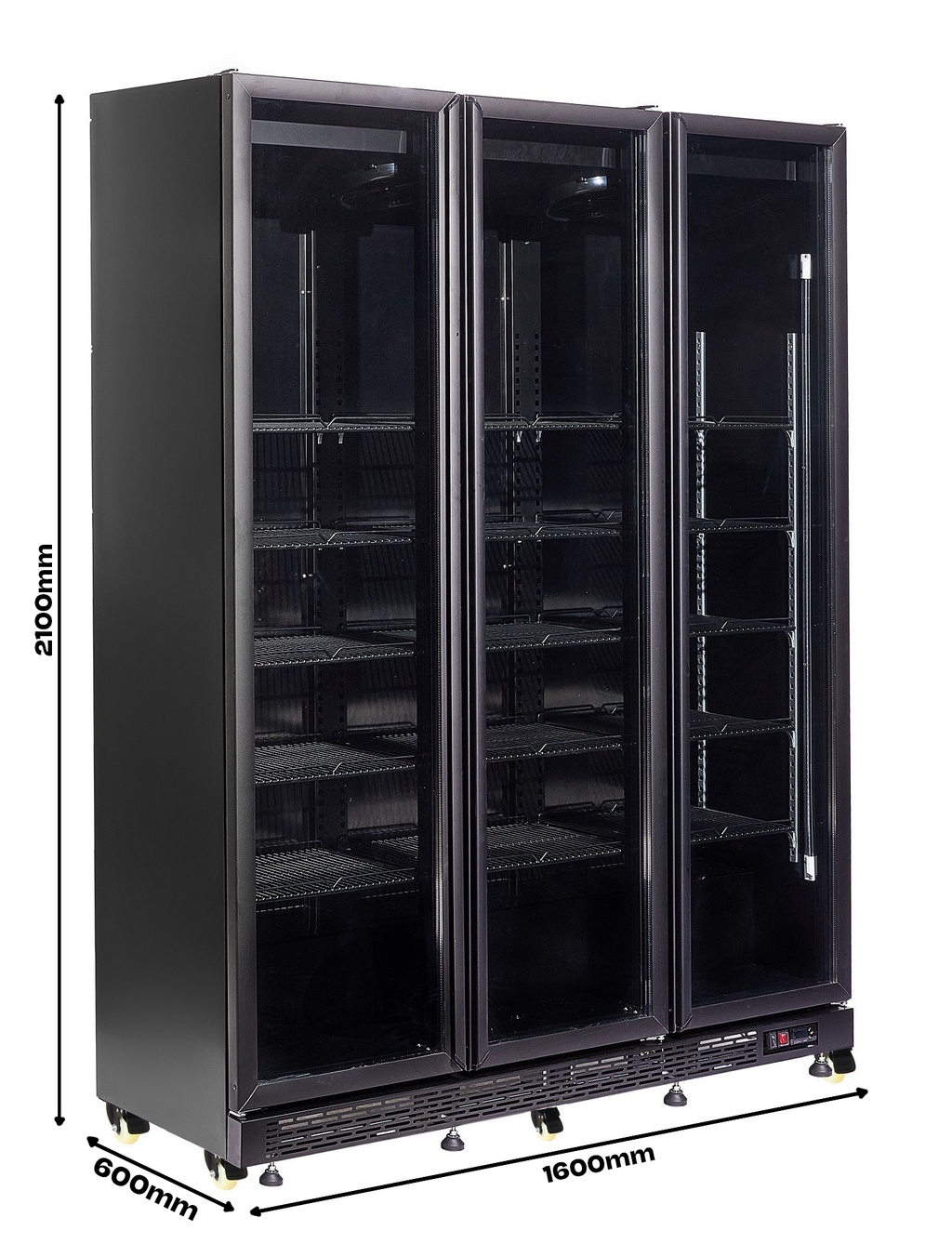 CombiSteel REFRIGERATOR 3 GLASS DOORS BLACK NAP-1200 HT - WITH DOOR HEATING