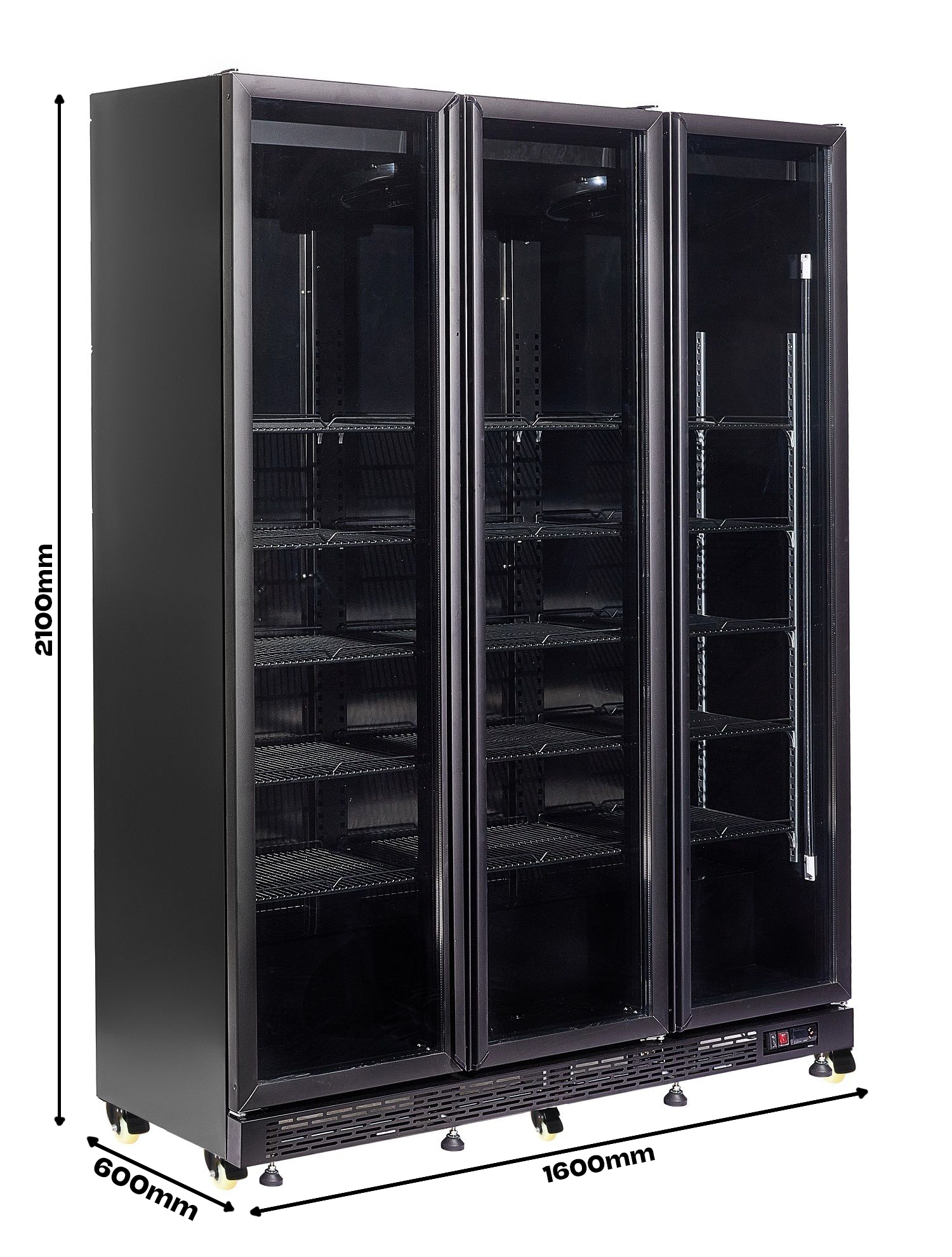 CombiSteel REFRIGERATOR 3 GLASS DOORS BLACK NAP-1200 HT - WITH DOOR HEATING