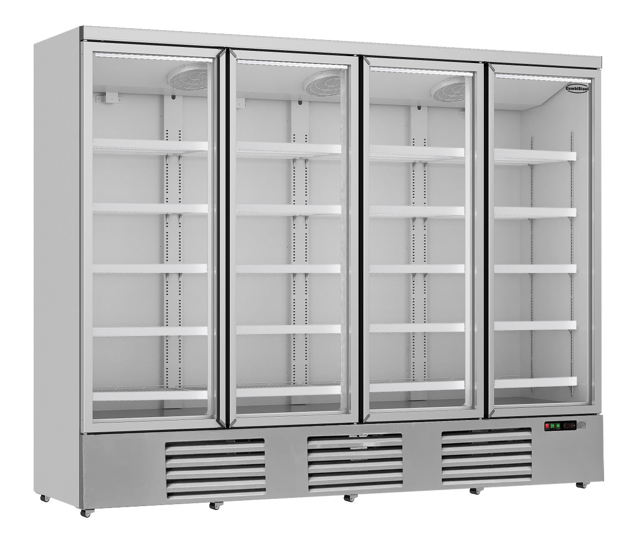 CombiSteel REFRIGERATOR 4 GLASS DOORS JDE-2025R  *TRANSPORT ON REQUEST*  **Note: there is a higher inrush current, which makes a circuit breaker with type C characteristic necessary.**