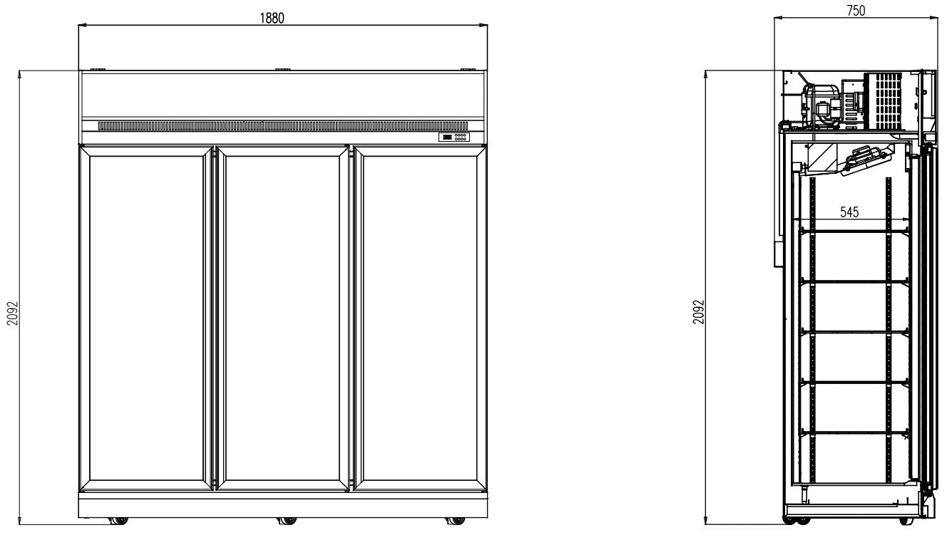 CombiSteel REFRIGERATOR 3 GLASS DOORS INS-1530R