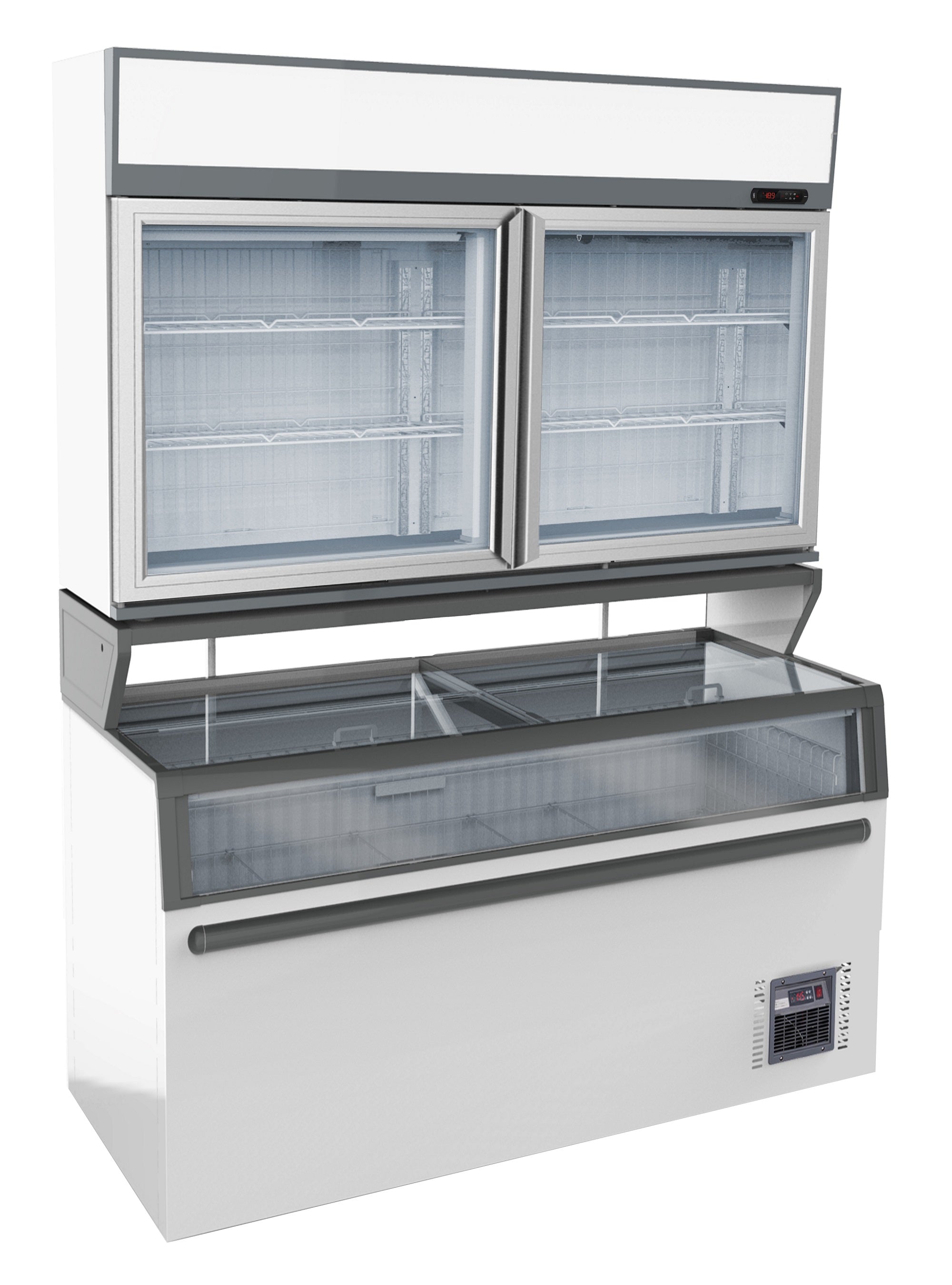 CombiSteel WALL MOUNTED FREEZER UNIT WHITE 2 GLASS DOORS – commercial catering equipment