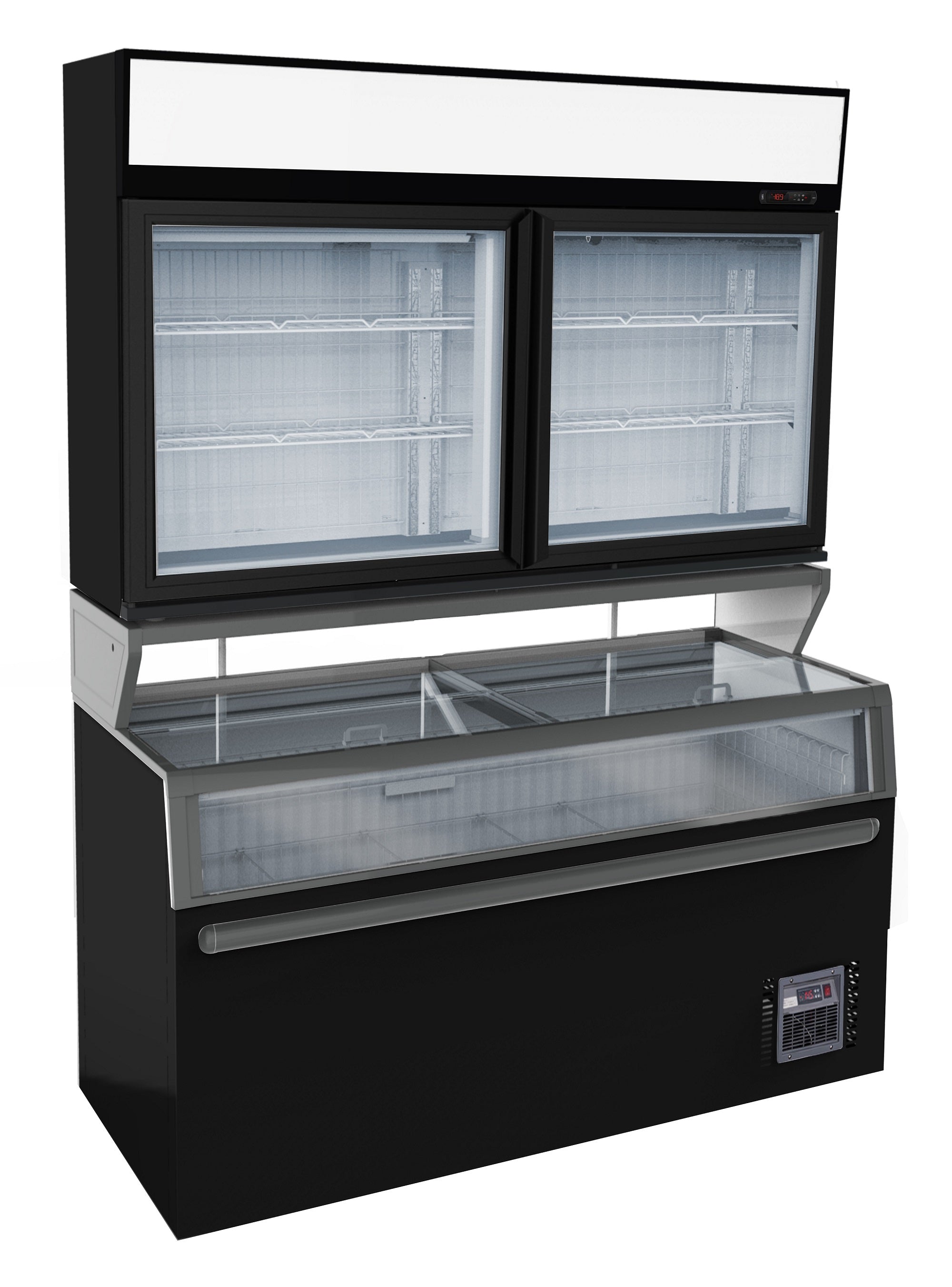 CombiSteel WALL MOUNTED FREEZER UNIT BLACK 2 GLASS DOORS – commercial catering equipment