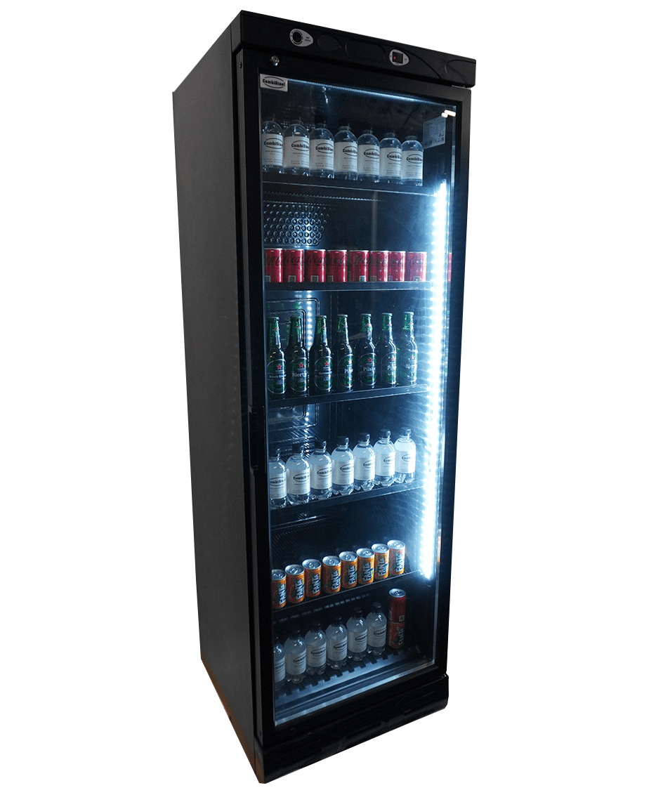 CombiSteel REFRIGERATOR 1 GLASS DOOR 382L BLACK WITHOUT LIGHT BOX
