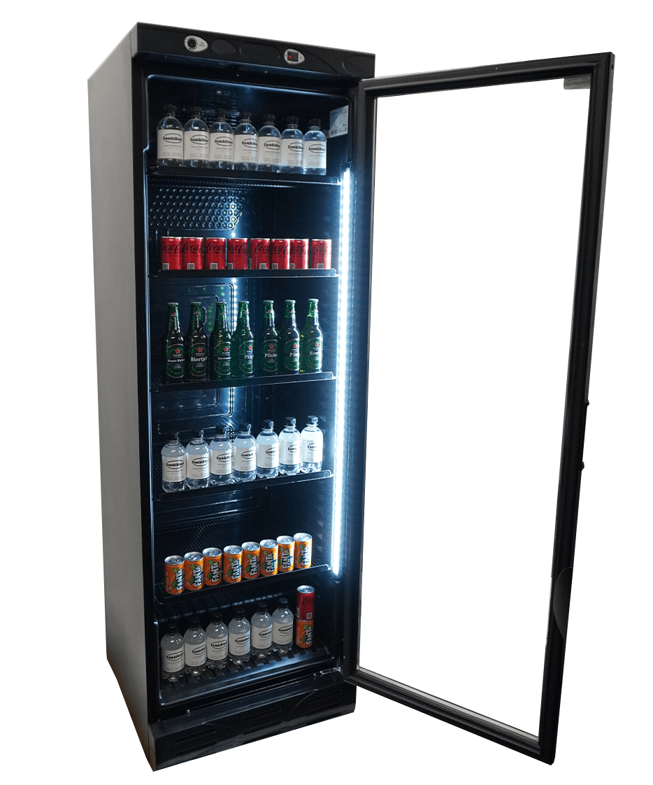 CombiSteel REFRIGERATOR 1 GLASS DOOR 382L BLACK WITHOUT LIGHT BOX