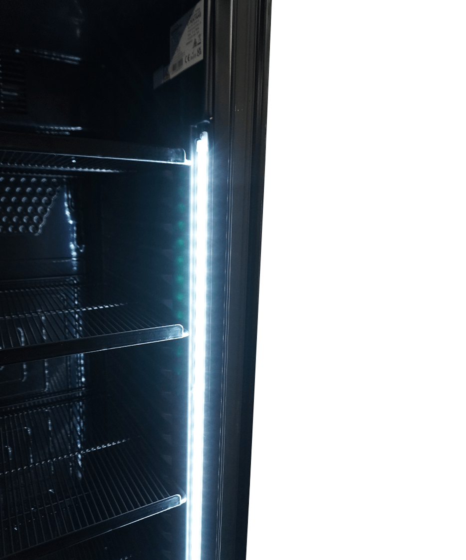 CombiSteel REFRIGERATOR 1 GLASS DOOR 382L BLACK WITHOUT LIGHT BOX