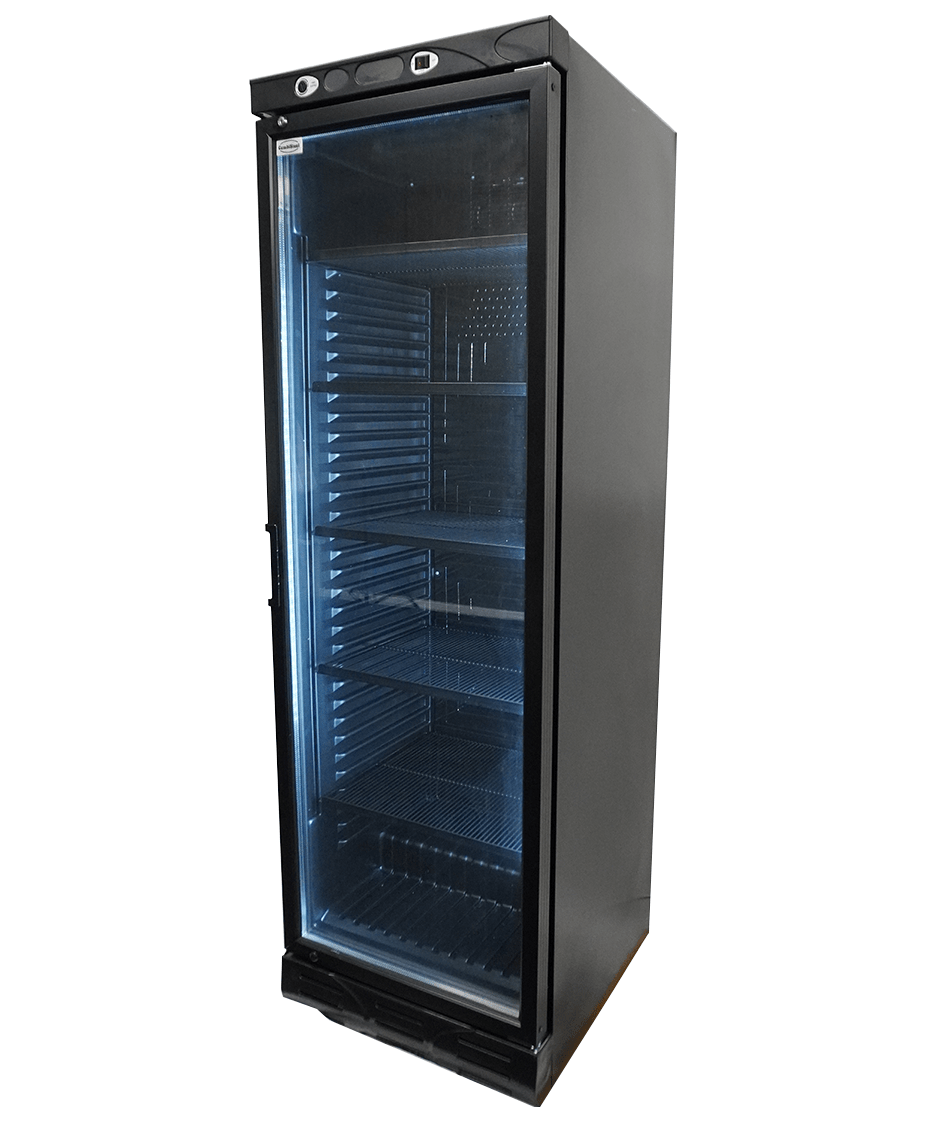 CombiSteel REFRIGERATOR 1 GLASS DOOR 382L BLACK WITHOUT LIGHT BOX