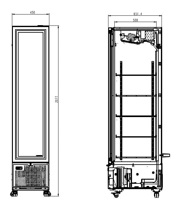 CombiSteel REFRIGERATOR 1 GLASS DOOR BLACK 348L *TRANSPORT ON REQUEST*