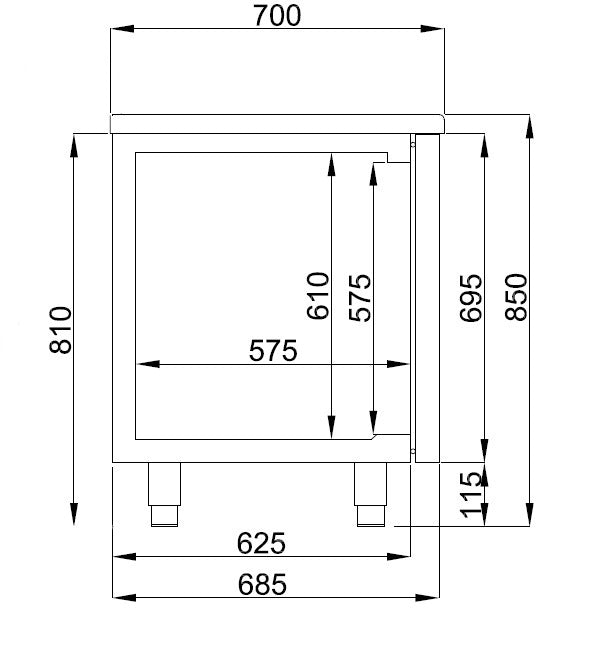 CombiSteel 700 REFRIGERATED COUNTER 2 DOORS 2 DRAWERS ENERGY LINE