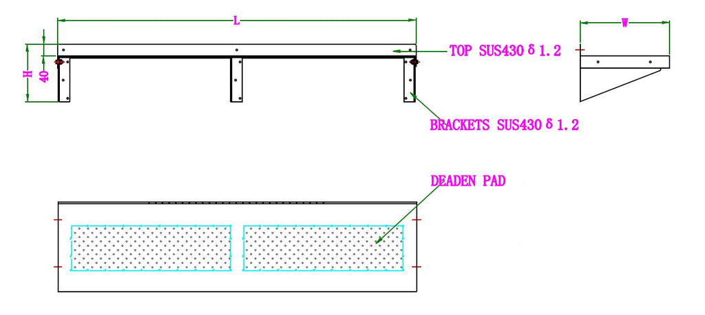CombiSteel 400 SS WALL SHELVES 1500 INCL. BRACKETS
