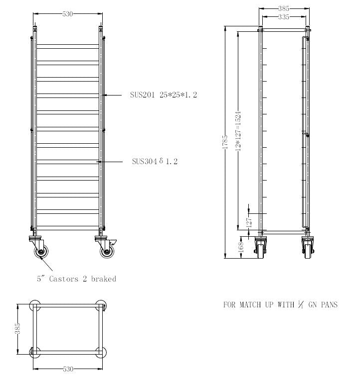 CombiSteel CLEARING TROLLEY FLAT-PACKED 1/1GN