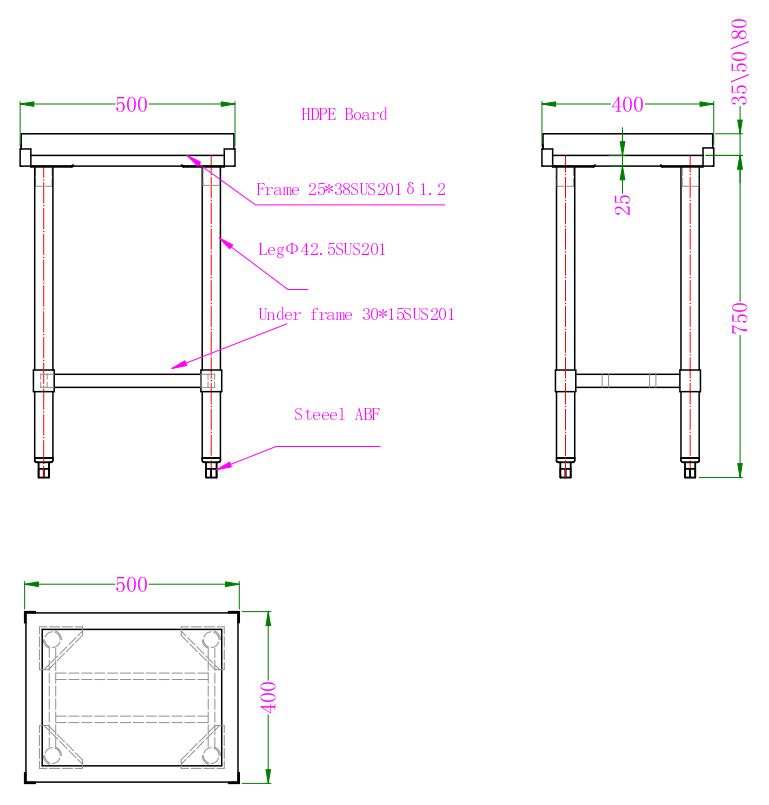CombiSteel POLYETHYLENE CHOPPING BLOCK 50MM THICKNESS