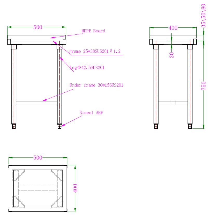 CombiSteel POLYETHYLENE CHOPPING BLOCK 80MM THICKNESS