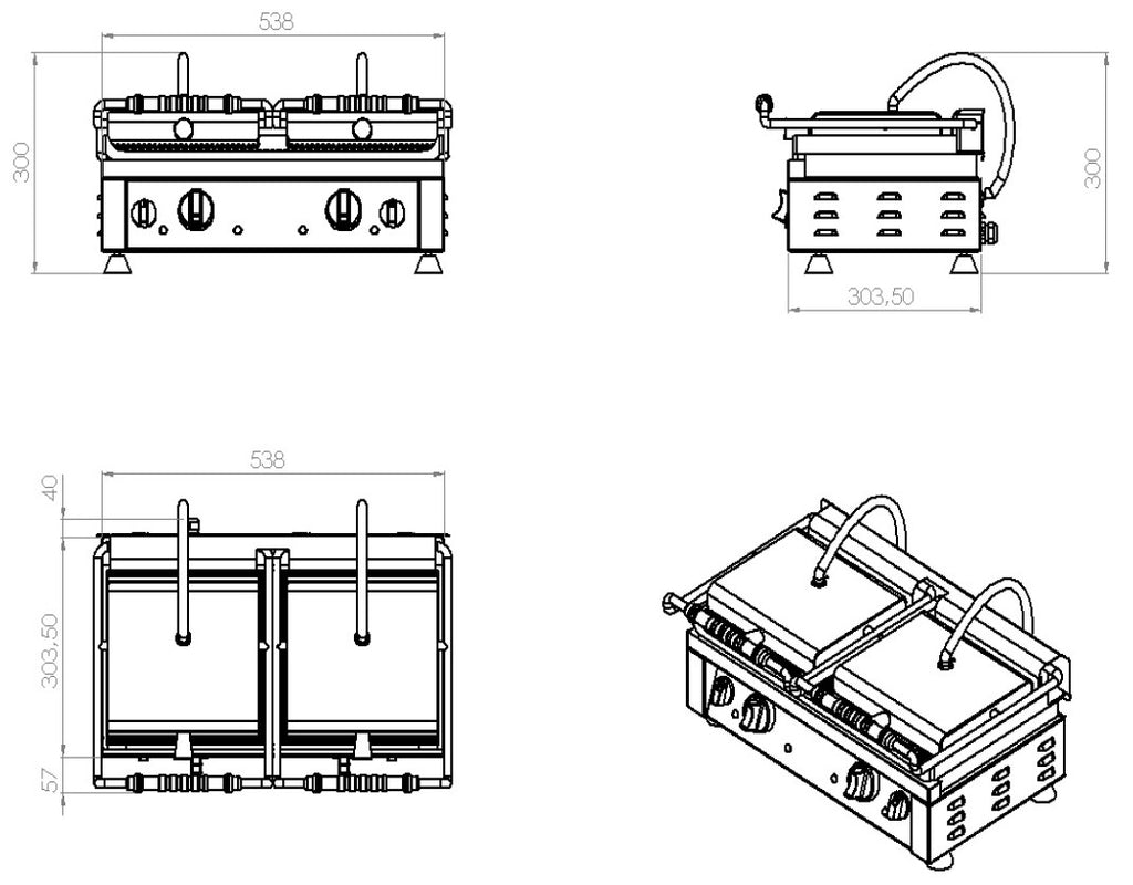 CombiSteel CONTACT GRILL DOUBLE GROOVED