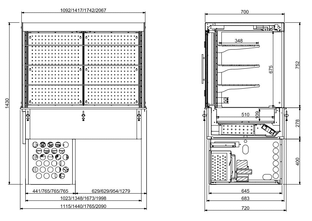 CombiSteel DROP-IN CUBIC REFRIGERATED DISPLAY - CLOSED 4/1
